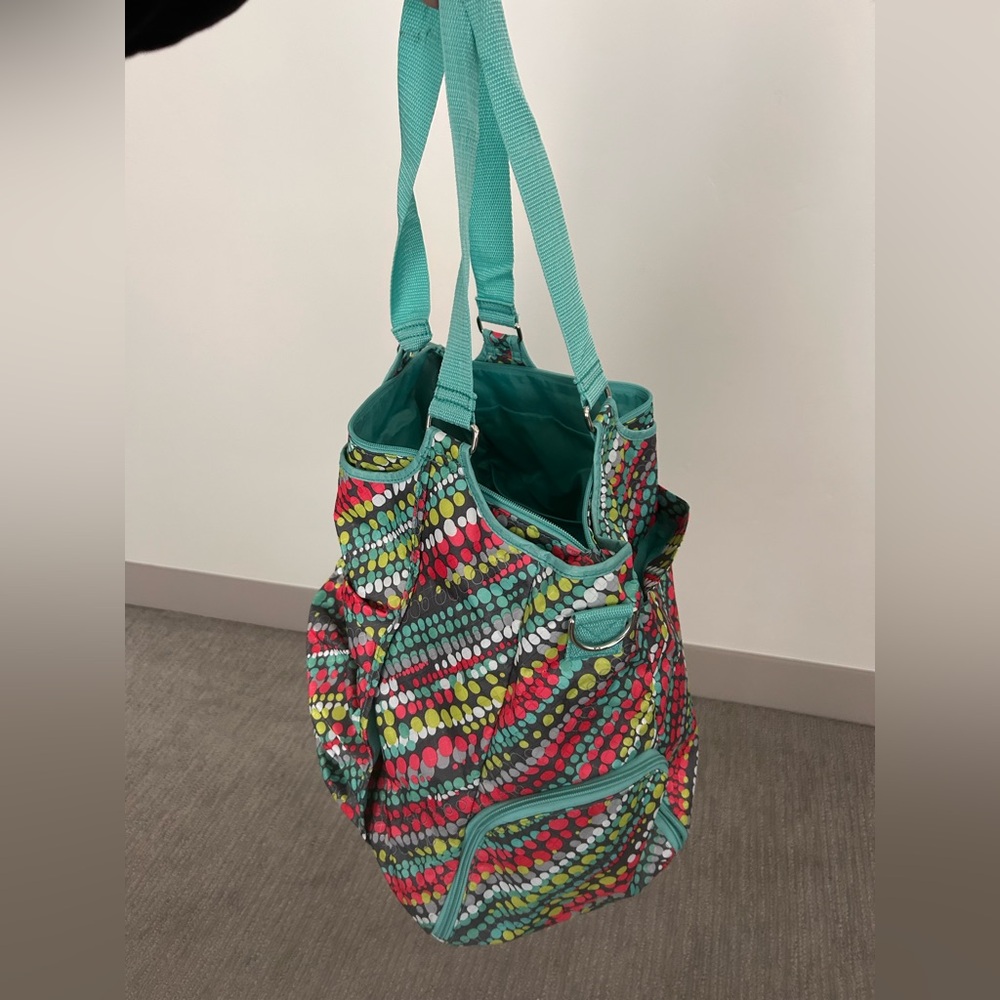 Thirty-One Teal and Multicolor Dot Tote - Picture 2 of 11
